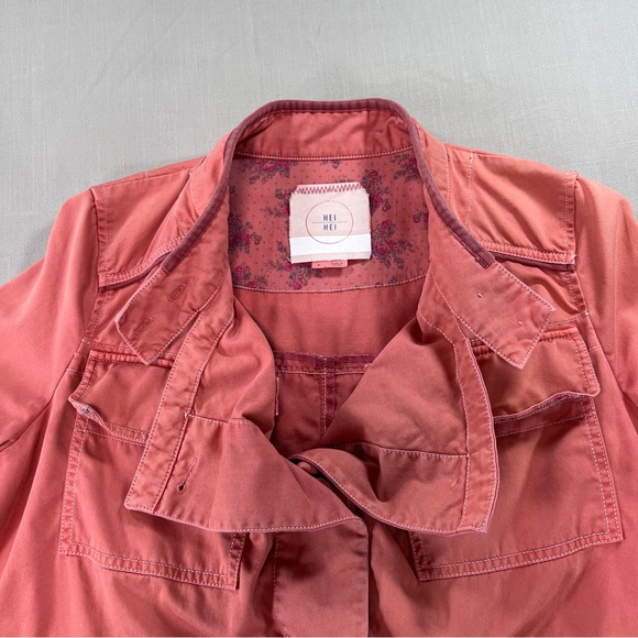 Hei Hei Anthropologie Utility Jacket Women’s Medium Pink Coral Cargo Jacket - Picture 2 of 11
